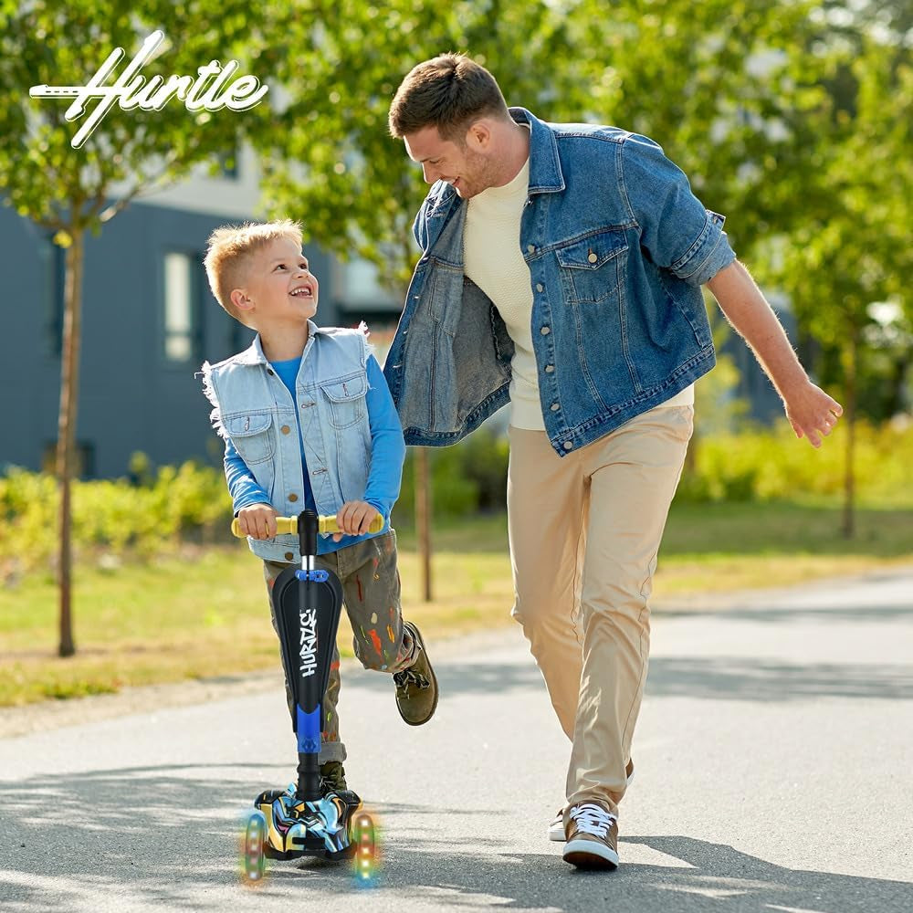 Exciting 3-Wheeled Scooter for Kids with LED Light-Up Wheels, Adjustable Lean-To-Steer Handlebar, and Comfortable Foldable Seat - Perfect for Ages 1-14!