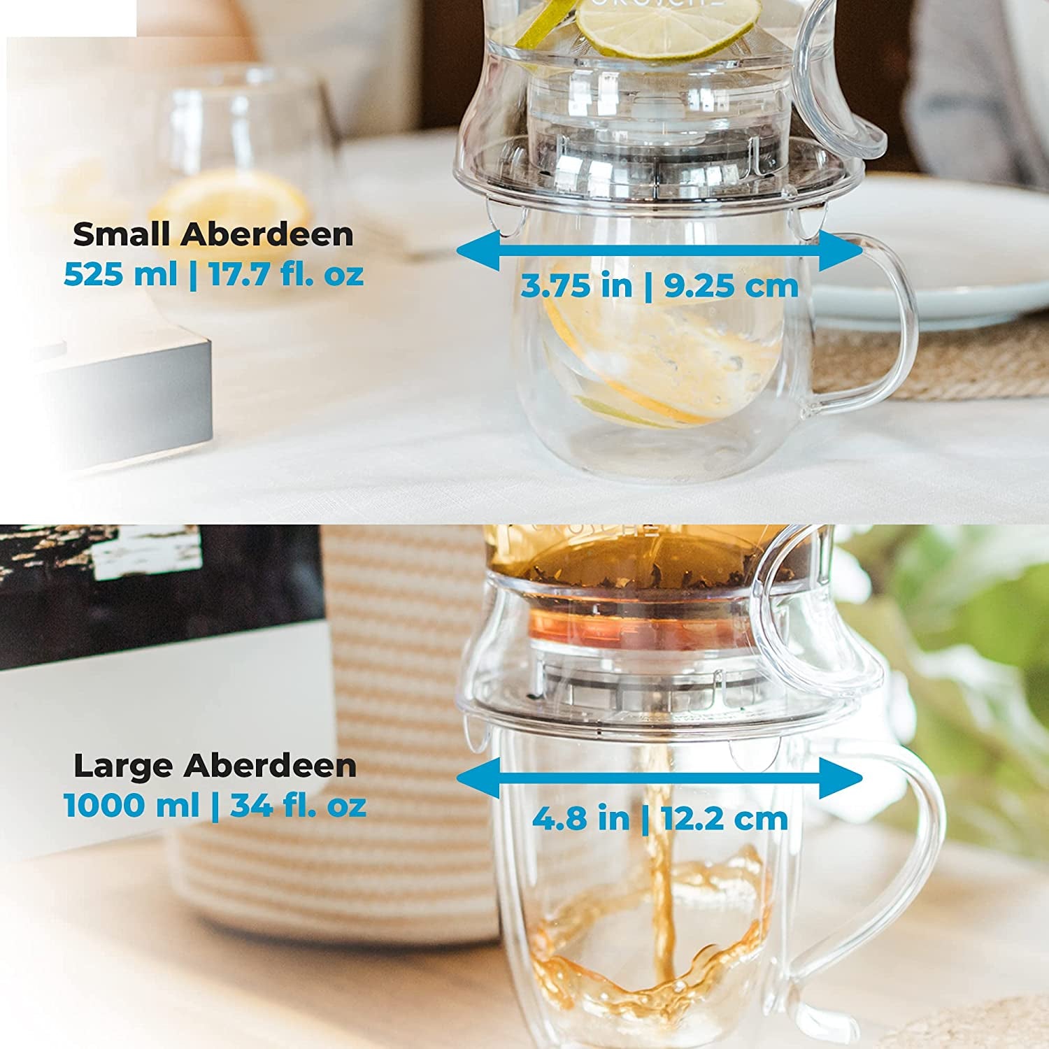 Aberdeen BPA-Free Drip-Free Tea Infuser Teapot & Smart Tea Maker - Easy Brew & Clean, 17.7 Oz Coaster Included