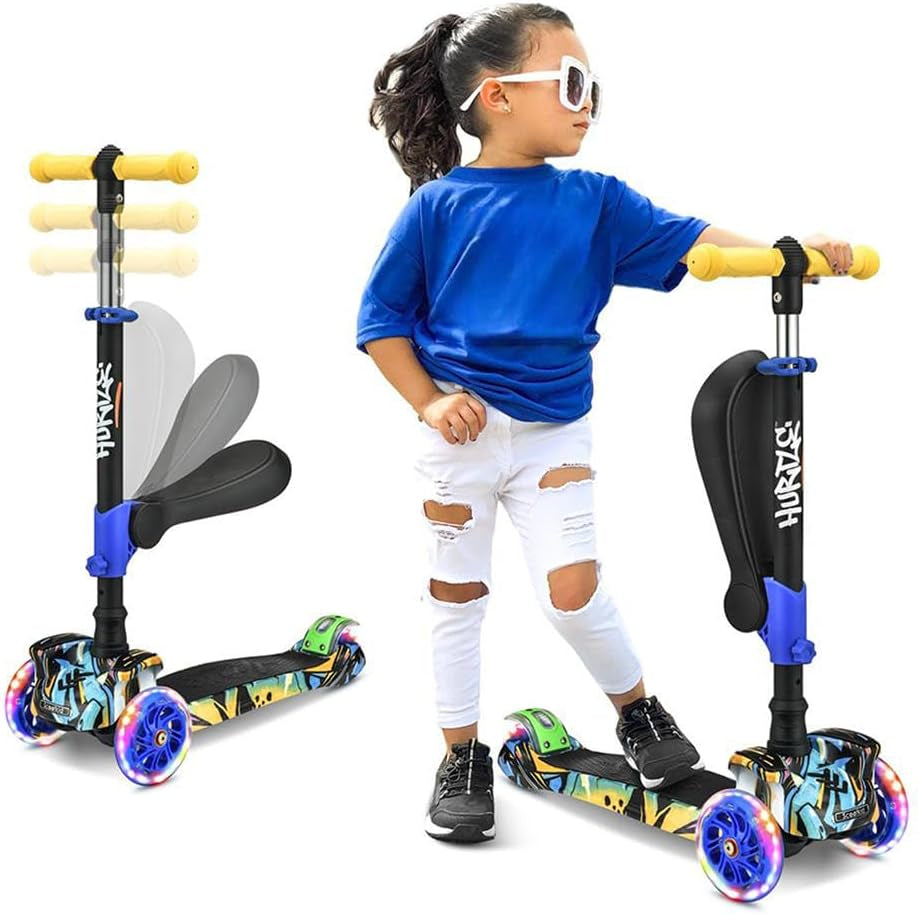 Exciting 3-Wheeled Scooter for Kids with LED Light-Up Wheels, Adjustable Lean-To-Steer Handlebar, and Comfortable Foldable Seat - Perfect for Ages 1-14!