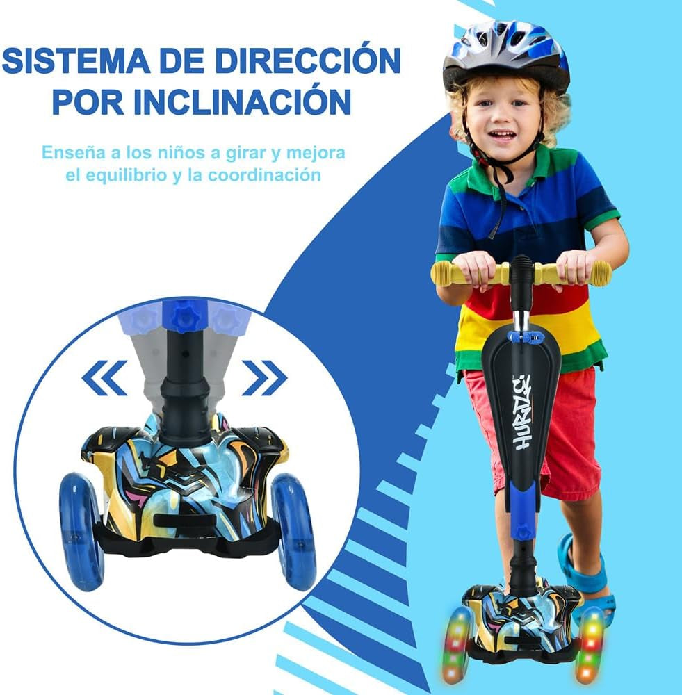 Exciting 3-Wheeled Scooter for Kids with LED Light-Up Wheels, Adjustable Lean-To-Steer Handlebar, and Comfortable Foldable Seat - Perfect for Ages 1-14!