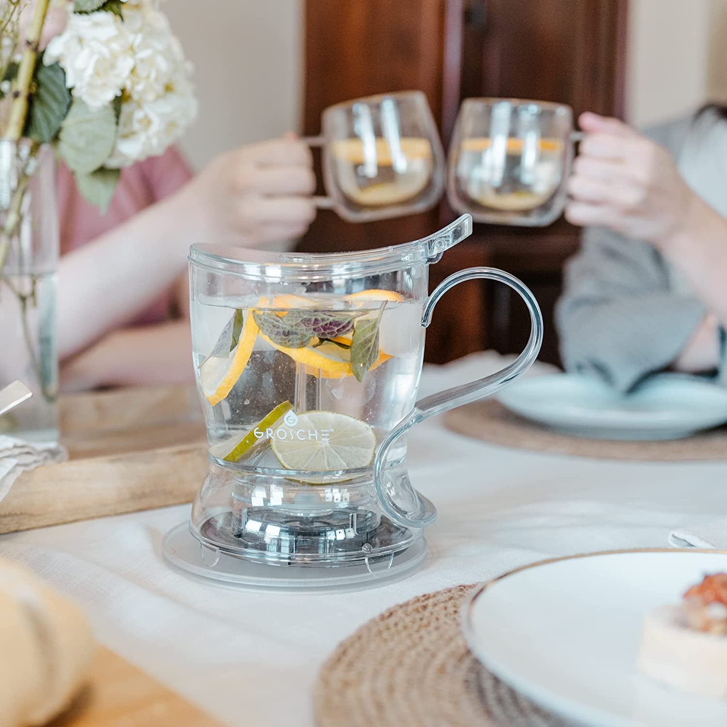 Aberdeen BPA-Free Drip-Free Tea Infuser Teapot & Smart Tea Maker - Easy Brew & Clean, 17.7 Oz Coaster Included