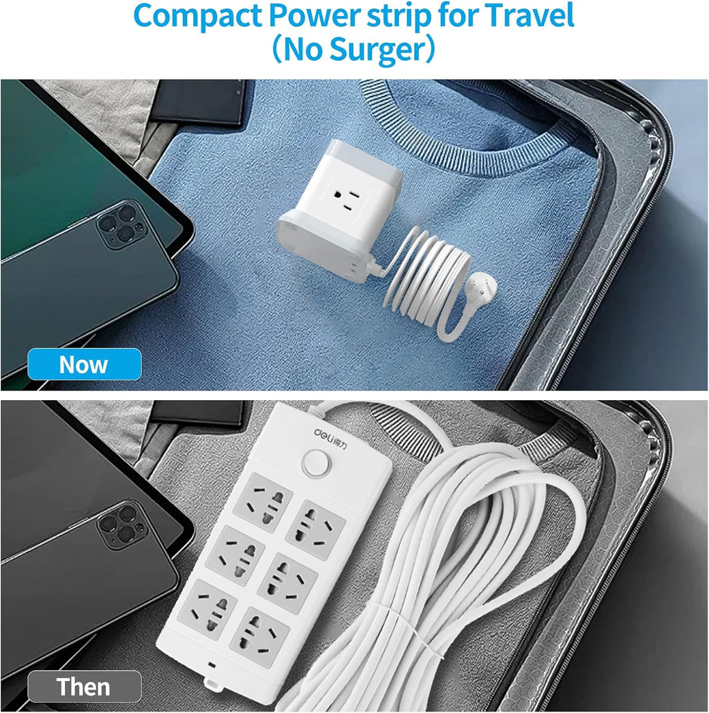 Flat Plug Power Strip with 4 Outlets and 3 USB Ports (1 USB-C), 5 FT Extension Cord, Desktop Charging Station with Overload Protection, Compact and Portable for Home and Office Use