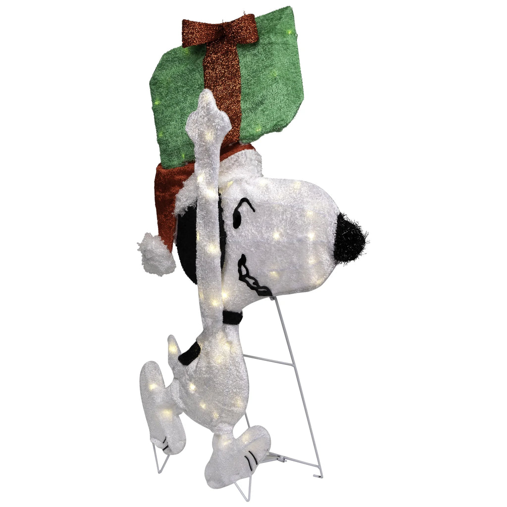32" Prelit Snoopy Holding Present - Festive Outdoor Christmas Decoration with Clear Lights