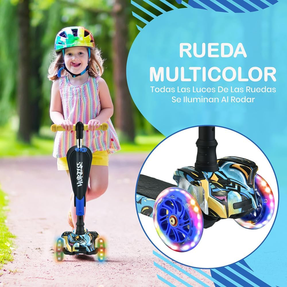 Exciting 3-Wheeled Scooter for Kids with LED Light-Up Wheels, Adjustable Lean-To-Steer Handlebar, and Comfortable Foldable Seat - Perfect for Ages 1-14!